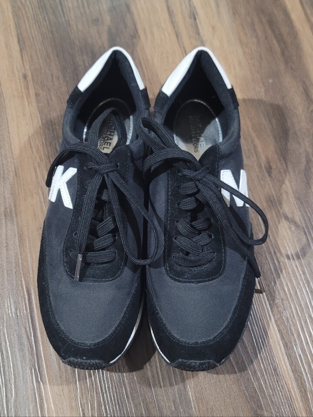Michael Kors Black Sneakers with White Heel Accents